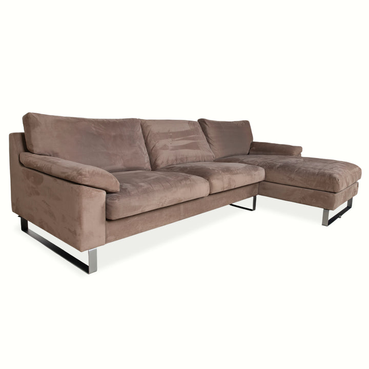 Erpo Stoff Ecksofa Grau Beige Braun Sofa Couch Recamiere