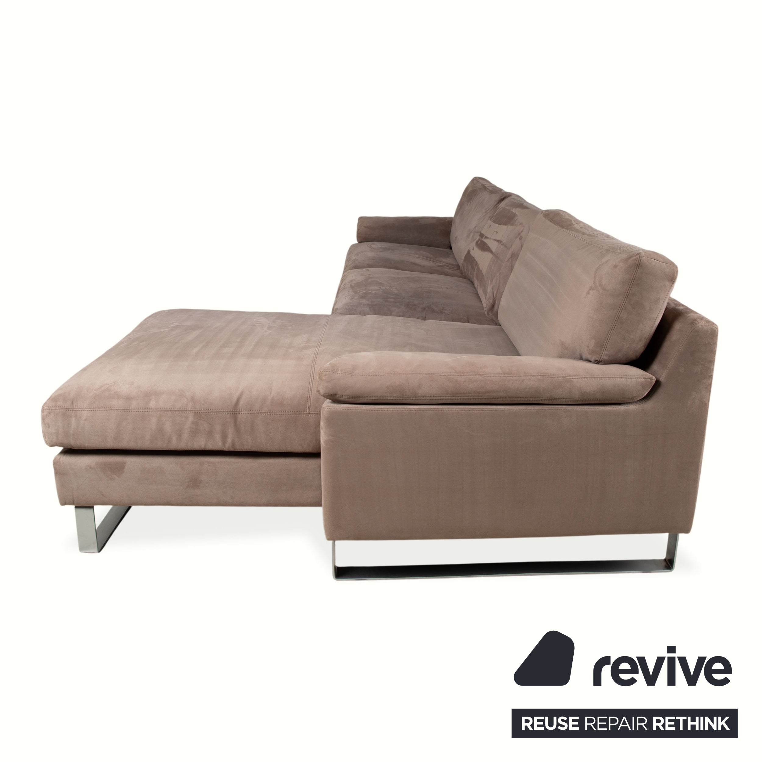 Erpo Stoff Ecksofa Grau Beige Braun Sofa Couch Recamiere