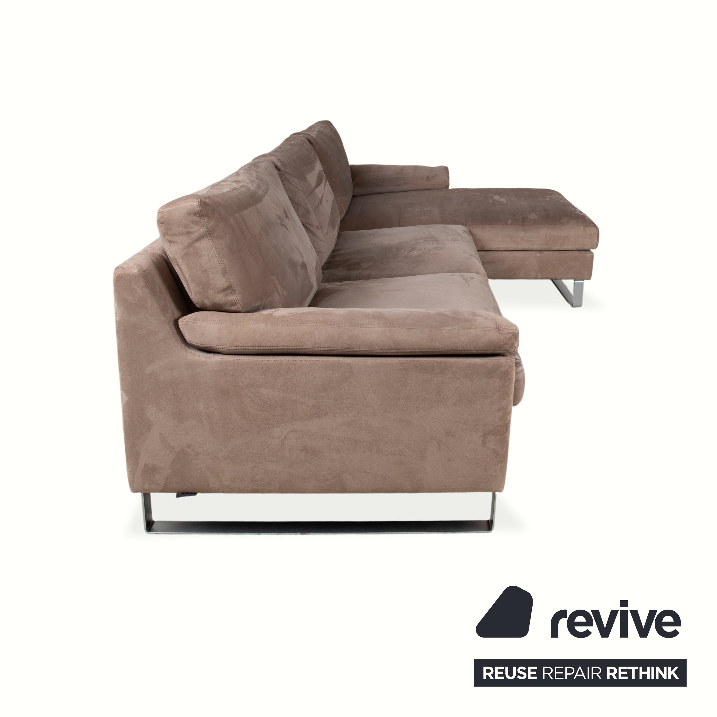 Erpo Stoff Ecksofa Grau Beige Braun Sofa Couch Recamiere