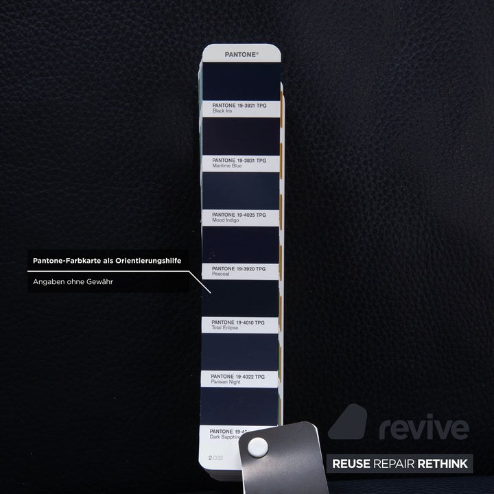 Erpso City Leder Dreisitzer Blau Dunkelblau Marine Sofa Couch