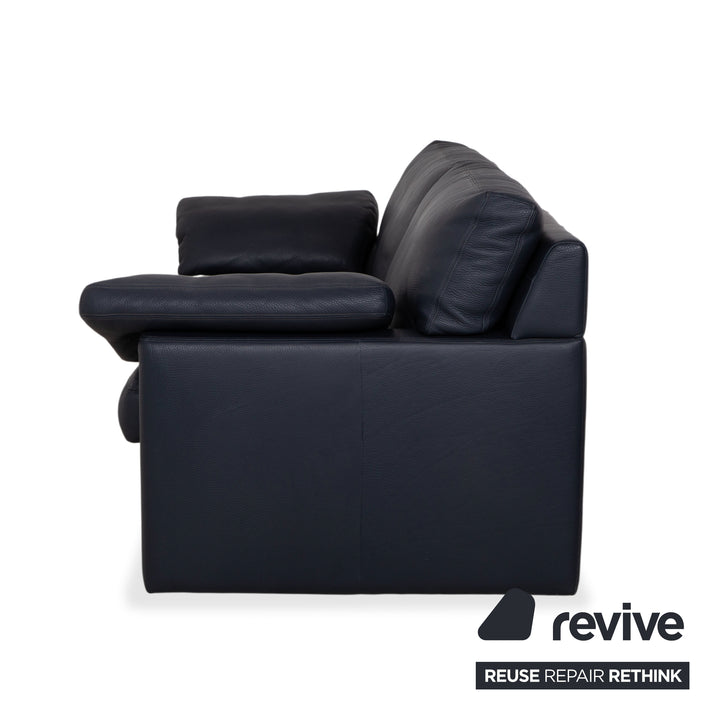 Erpo City Leather Three-Seater Blue Dark Blue Navy Sofa Couch