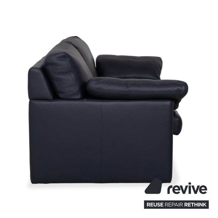 Erpo City Leather Three-Seater Blue Dark Blue Navy Sofa Couch