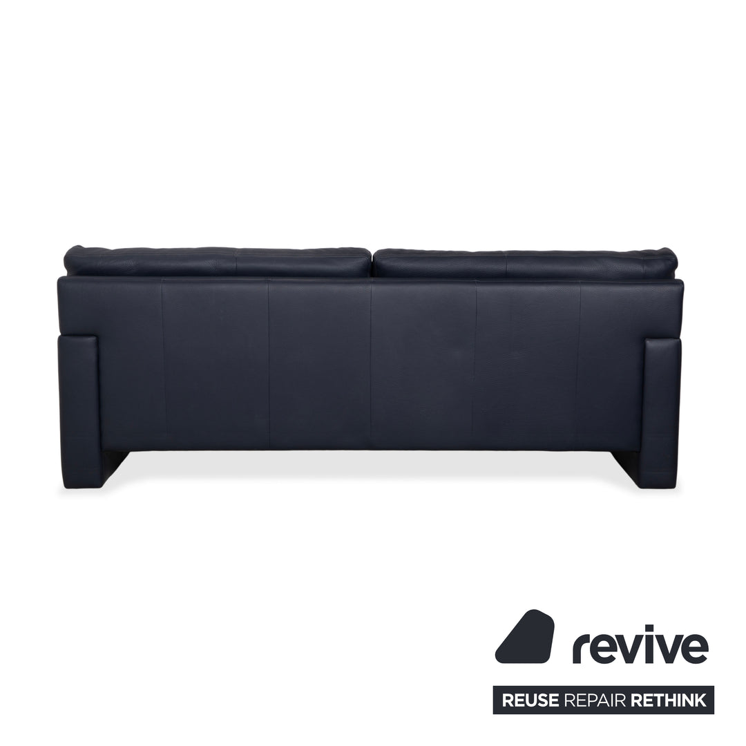 Erpo City Leather Three-Seater Blue Dark Blue Navy Sofa Couch