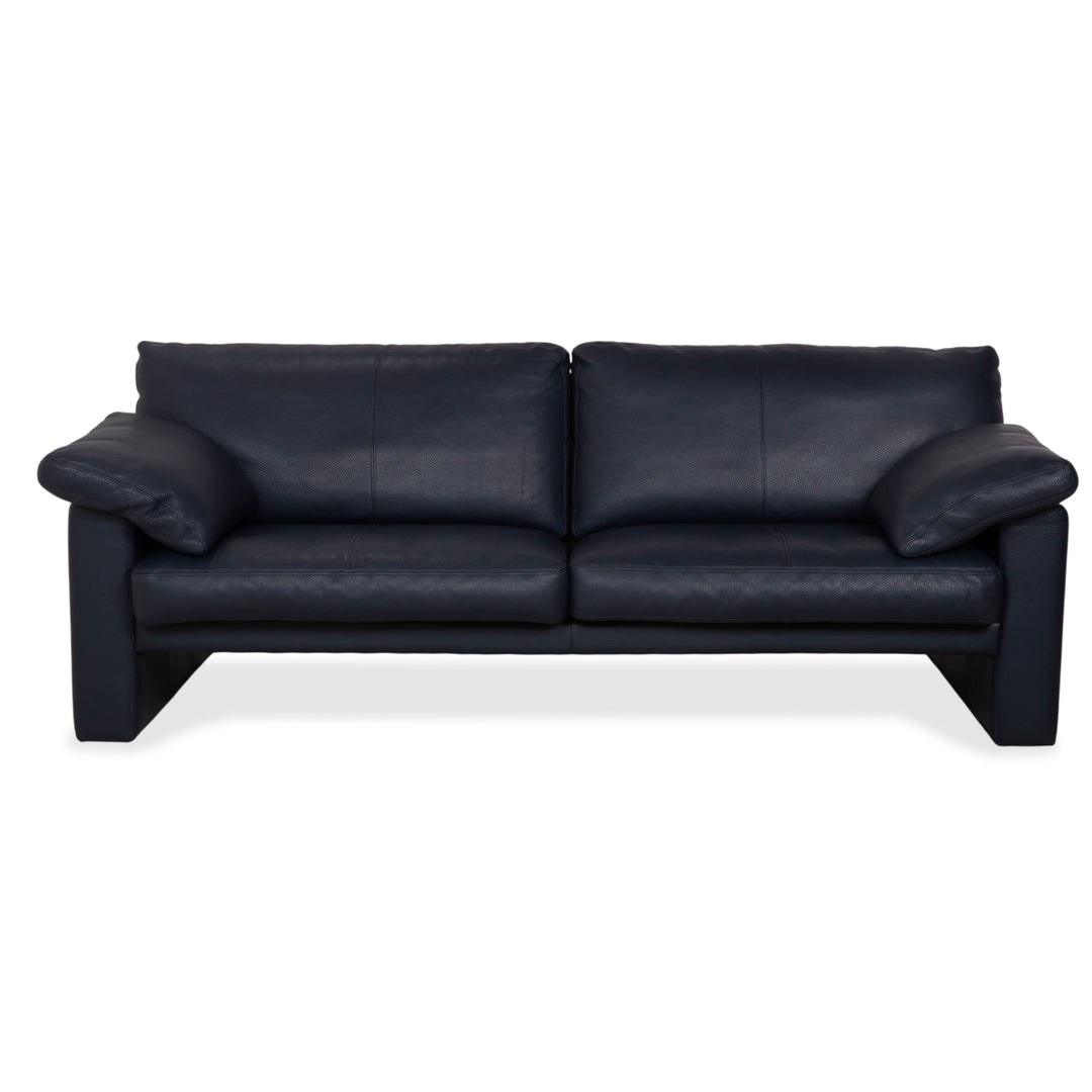 Erpo City Leather Three-Seater Blue Dark Blue Navy Sofa Couch
