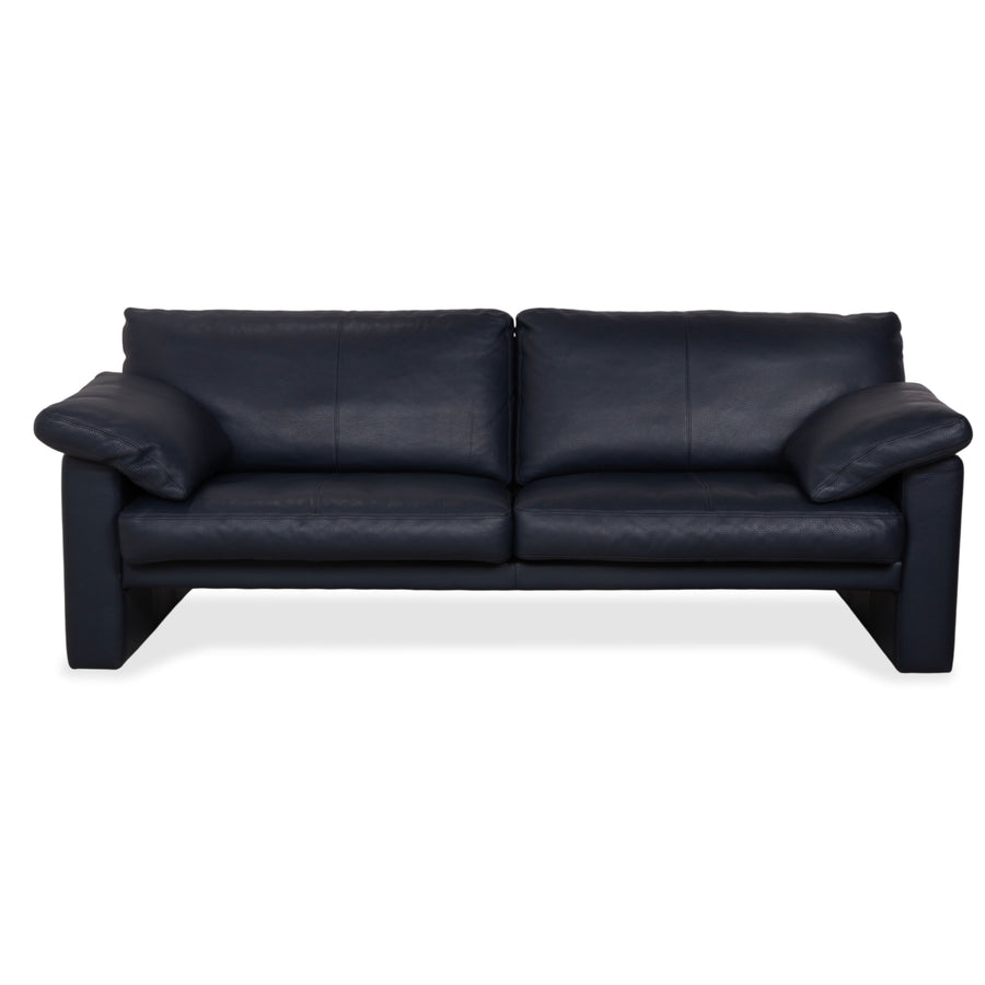 Erpo City Leather Three-Seater Blue Dark Blue Navy Sofa Couch