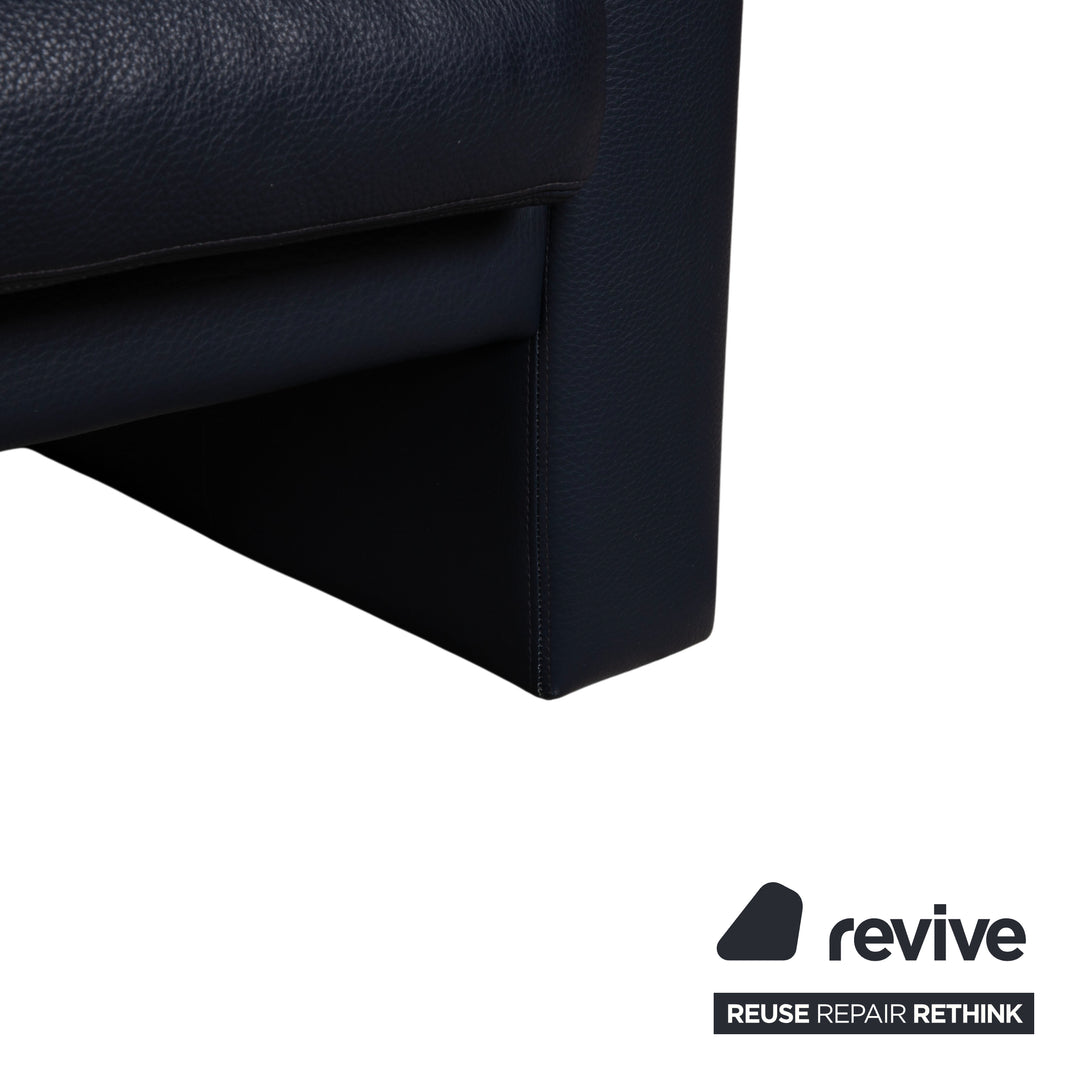 Erpo City Leather Three-Seater Blue Dark Blue Navy Sofa Couch