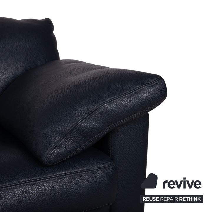 Erpo City Leather Three-Seater Blue Dark Blue Navy Sofa Couch