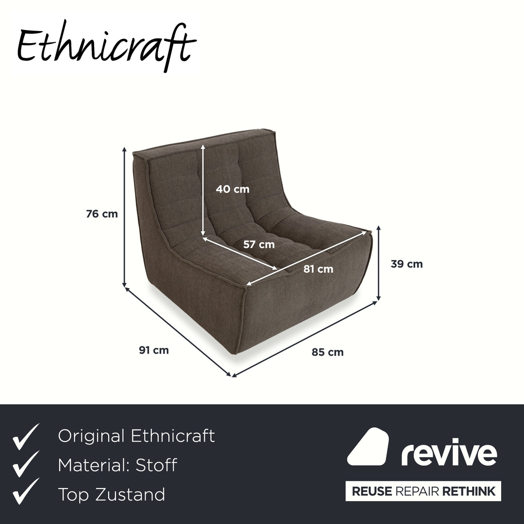 Ethnicraft N701 Stoff Sessel Grau Grün