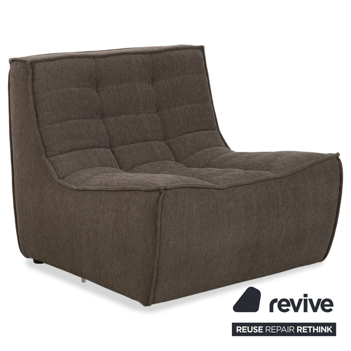 Ethnicraft N701 Stoff Sessel Hocker Grau Grün