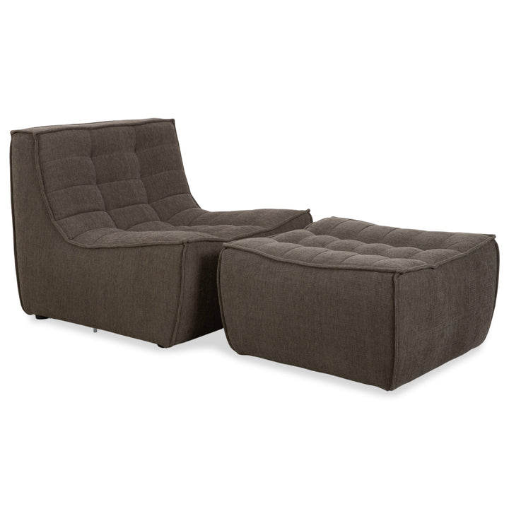 Ethnicraft N701 Stoff Sessel Hocker Grau Grün