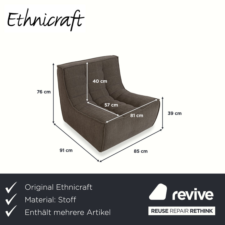 Ethnicraft N701 Stoff Sessel Hocker Grau Grün