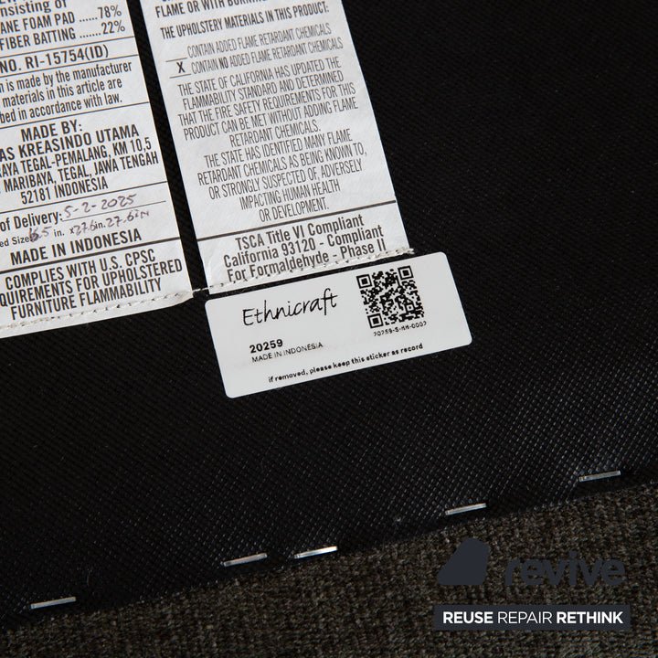 Ethnicraft N701 Stoff Sessel Hocker Grau Grün