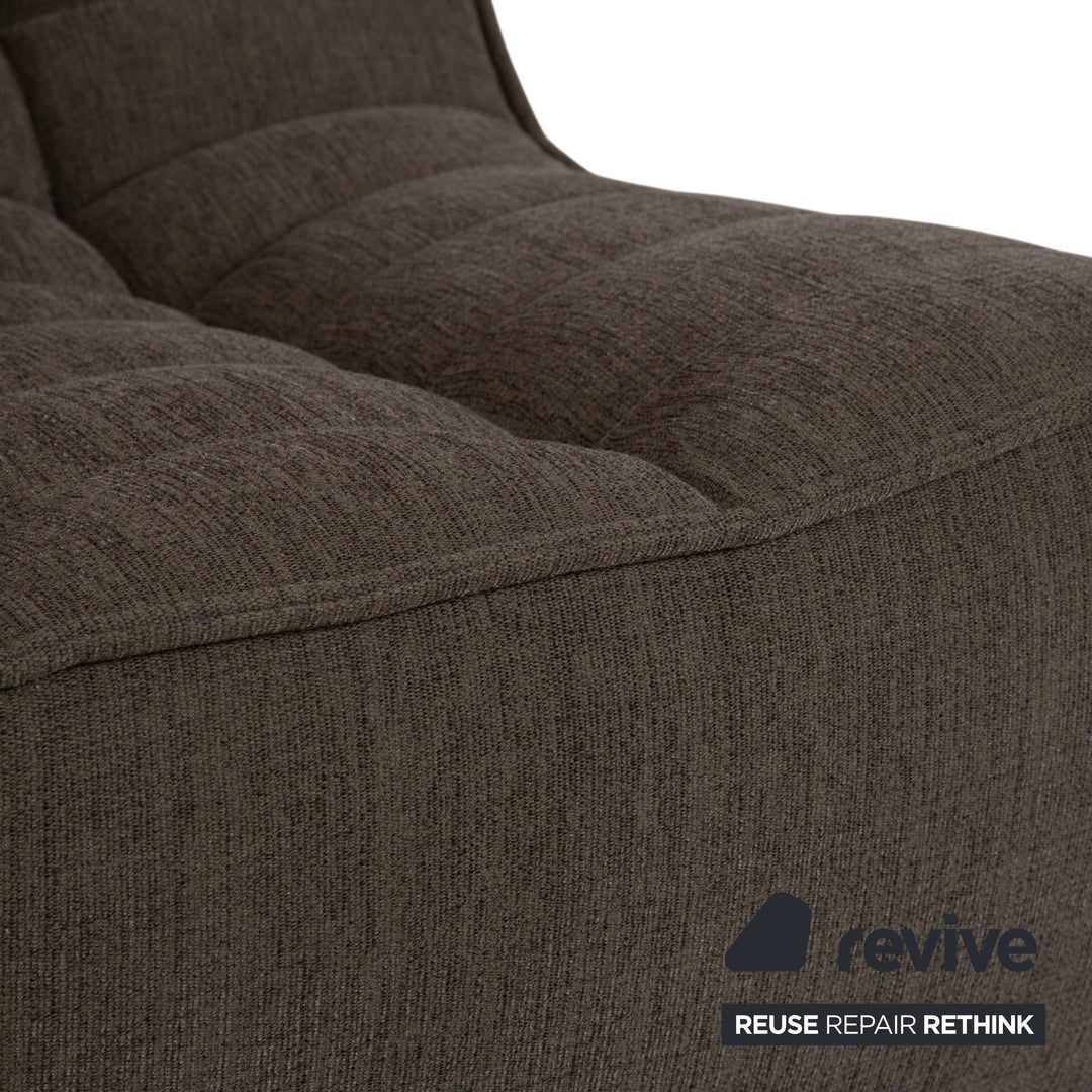 Ethnicraft N701 Stoff Sessel Hocker Grau Grün