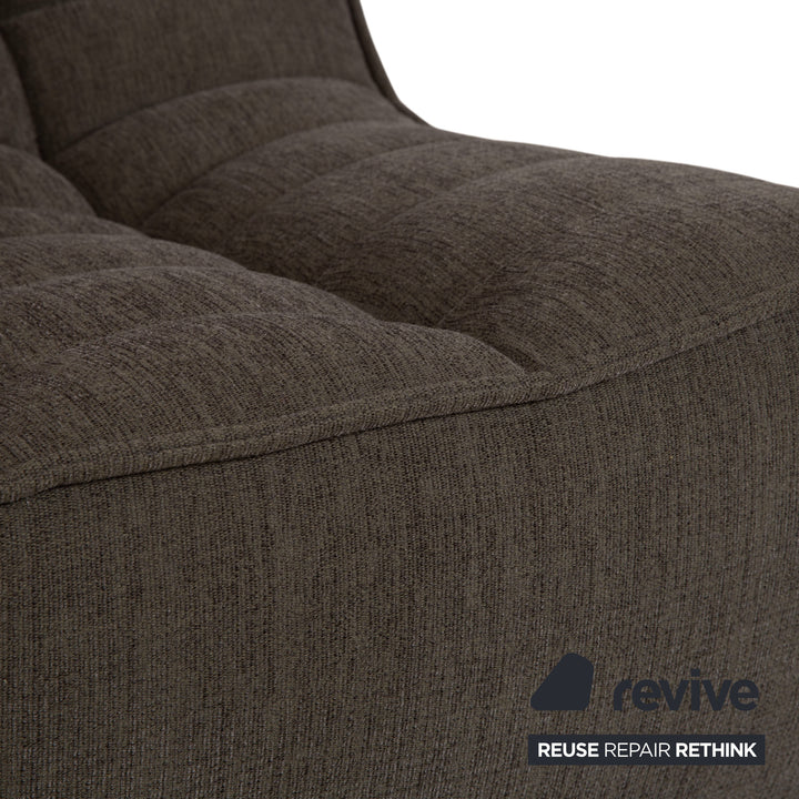 Ethnicraft N701 Stoff Sessel Hocker Grau Grün