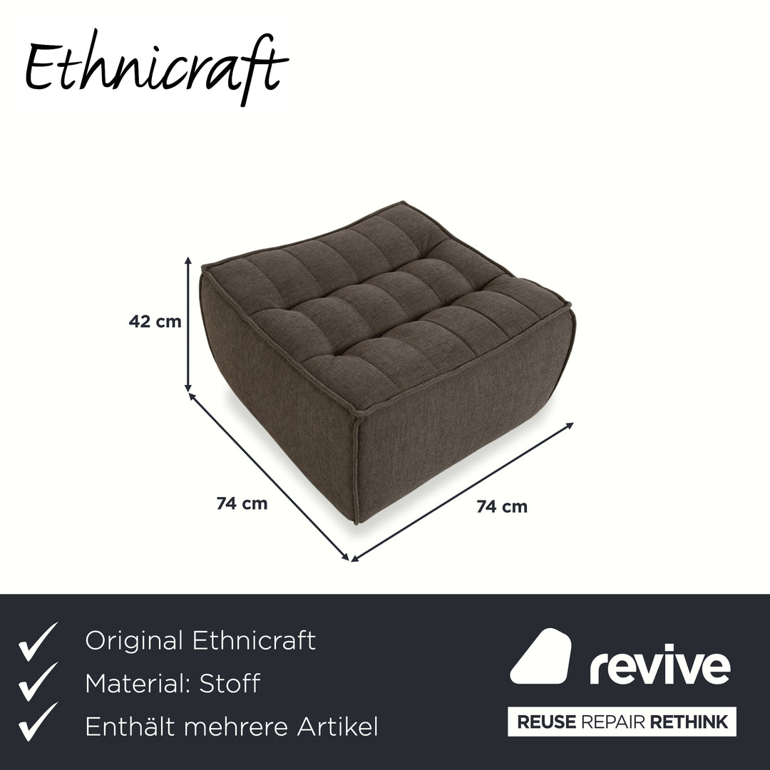 Ethnicraft N701 Stoff Sessel Hocker Grau Grün