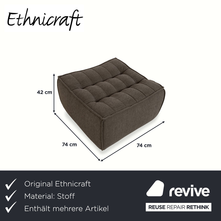 Ethnicraft N701 Stoff Sessel Hocker Grau Grün
