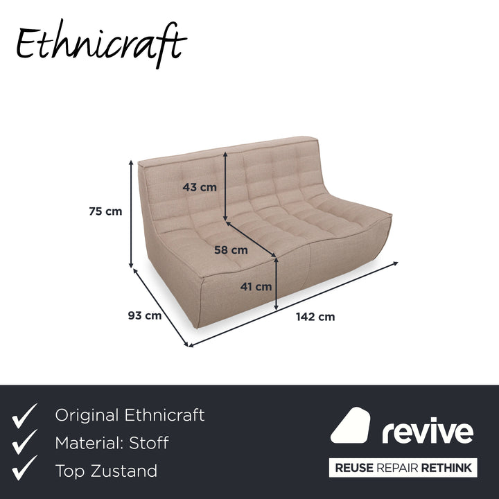 Ethnicraft N701 Stoff Zweisitzer Grau Sand Taupe Sofa Couch