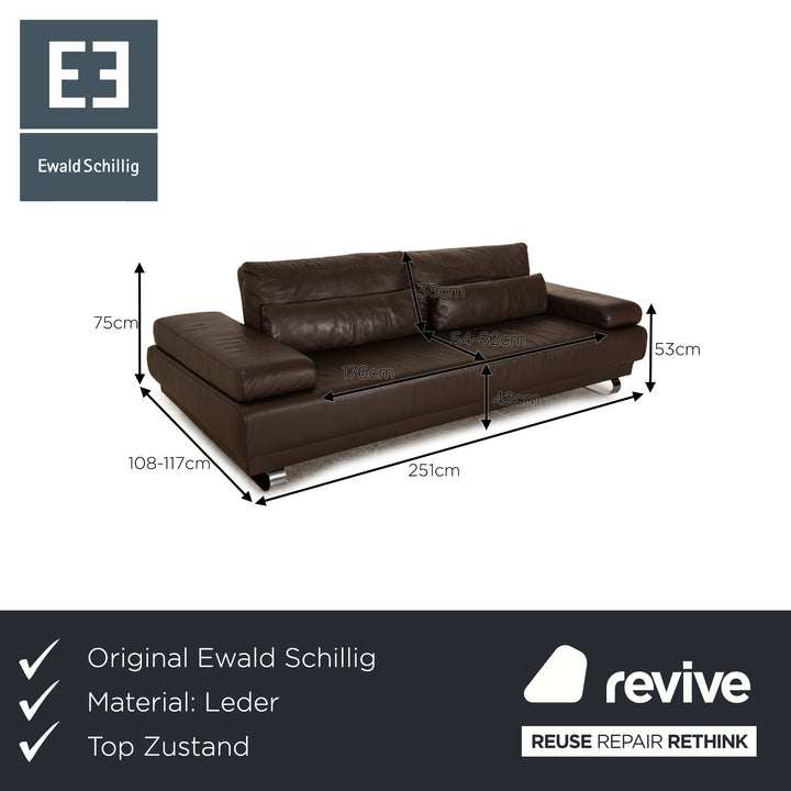 Ewald Schilig Harry Leather Three-Seater Brown Manual Function
