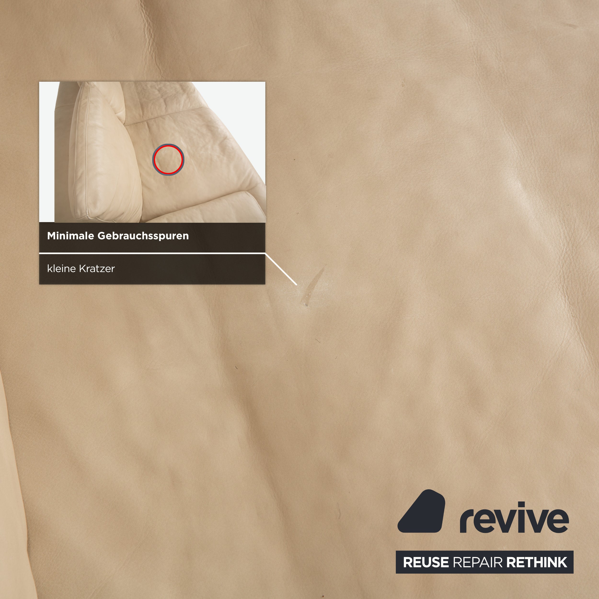 Canapé deux places Ewald Schillig Amelia en cuir beige crème avec fonction électrique