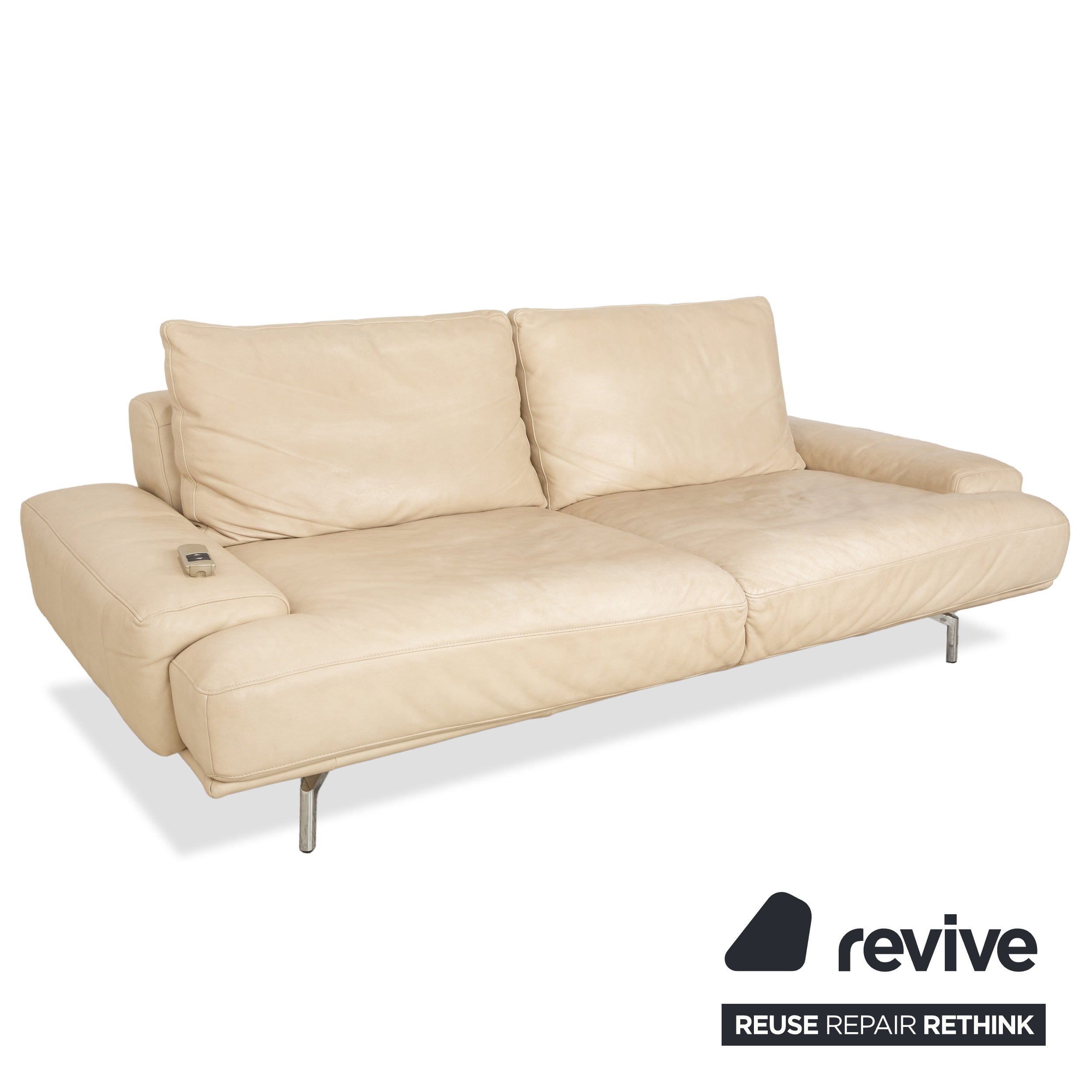 Canapé deux places Ewald Schillig Amelia en cuir beige crème avec fonction électrique