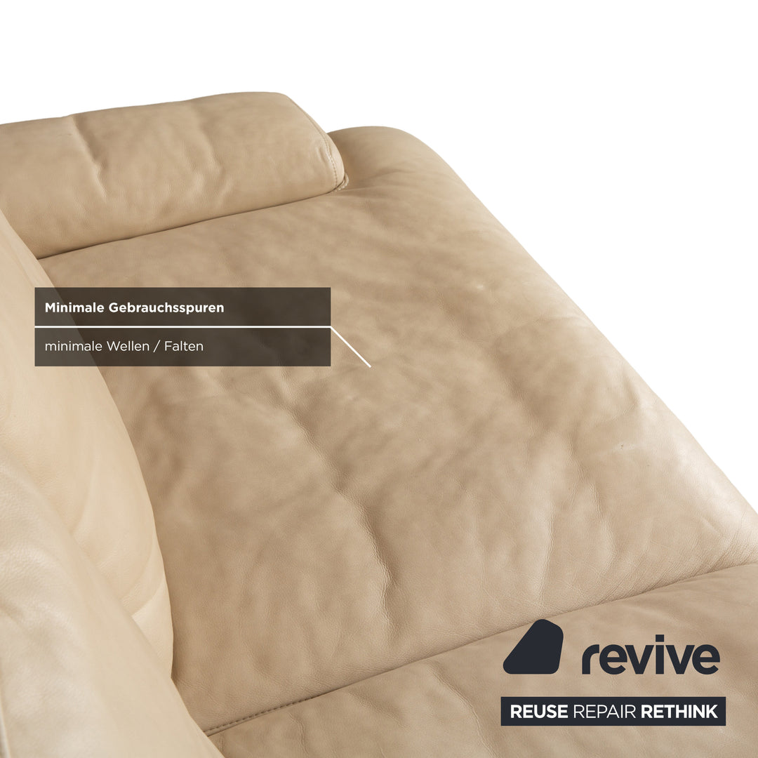 Canapé deux places Ewald Schillig Amelia en cuir beige crème avec fonction électrique