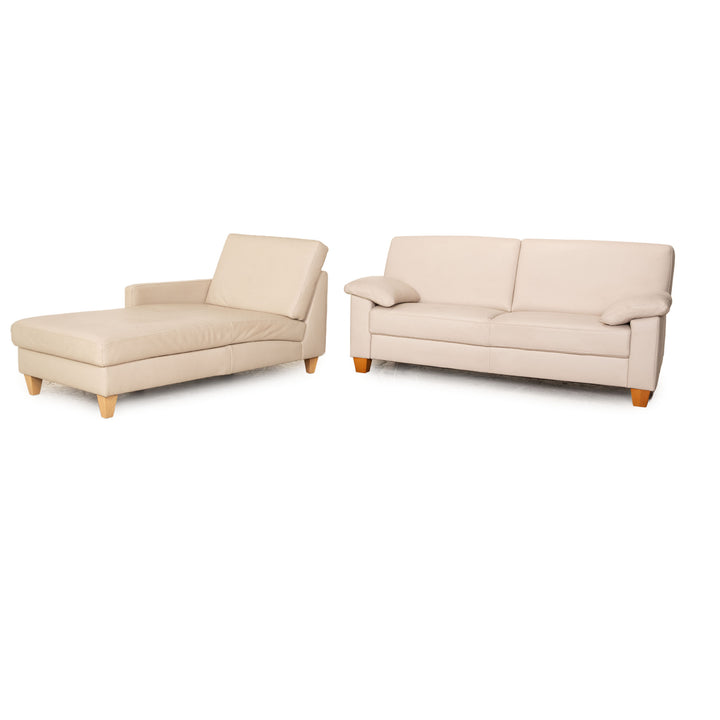 Ewald Schillig Ameto Leder Sofa Garnitur Creme Zweisitzer Sofa Couch