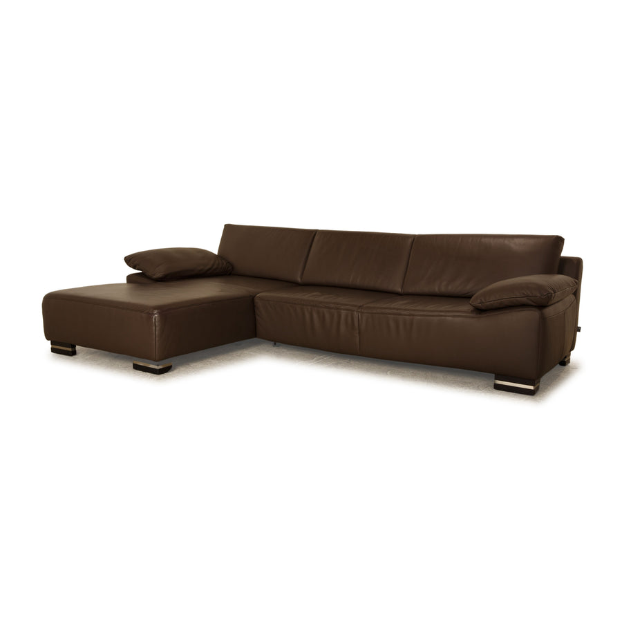 Ewald Schillig Bentley Leather Corner Sofa Dark Brown Recamiere Left Sofa Couch