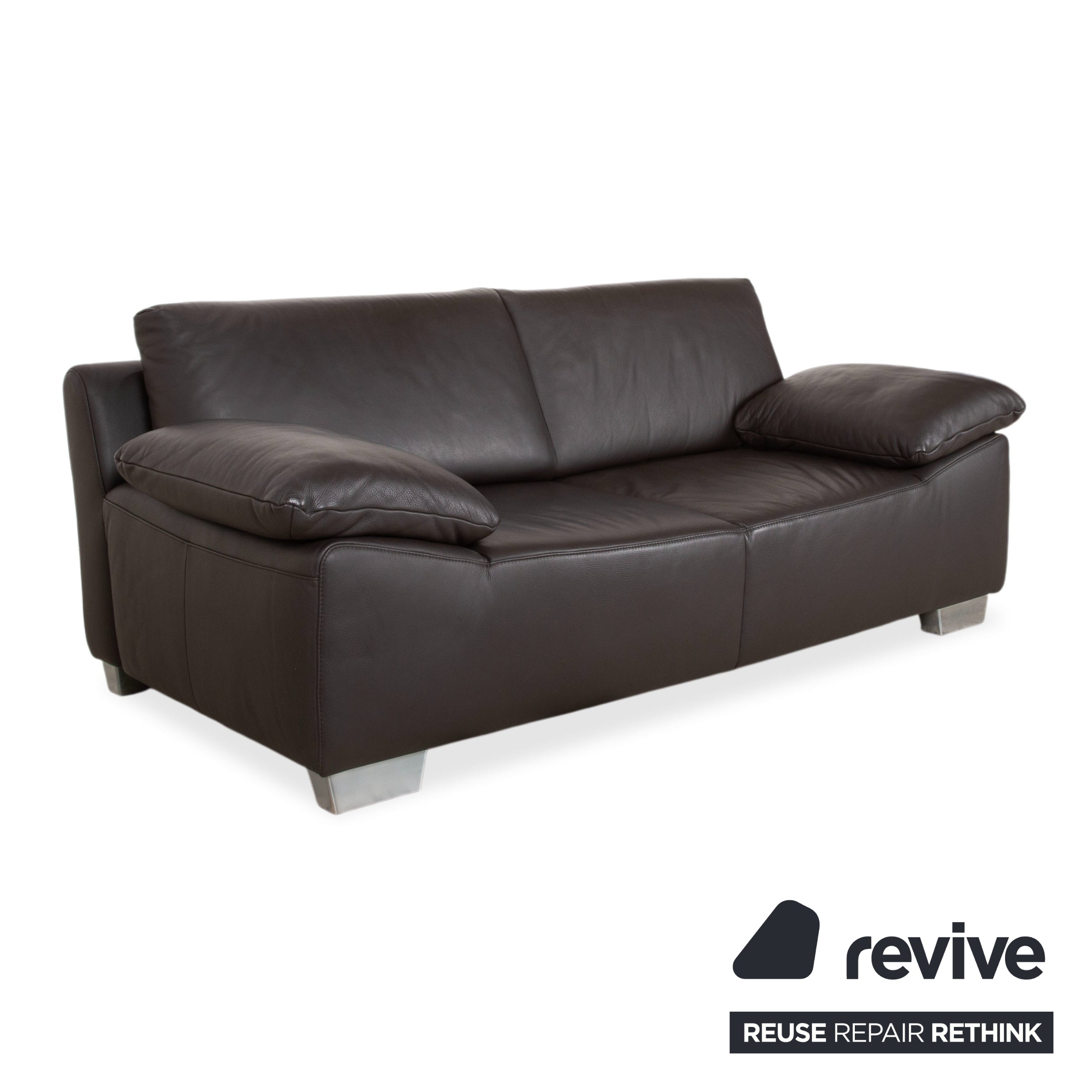 Ewald Schillig Bentley Leather Two-Seater Brown Sofa Couch