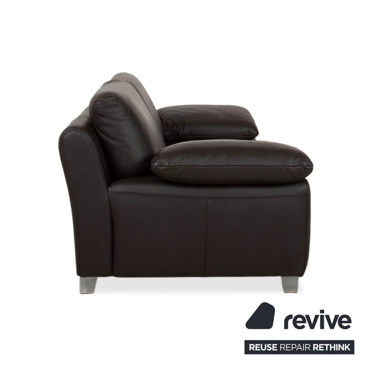 Ewald Schillig Bentley Leather Two-Seater Brown Sofa Couch