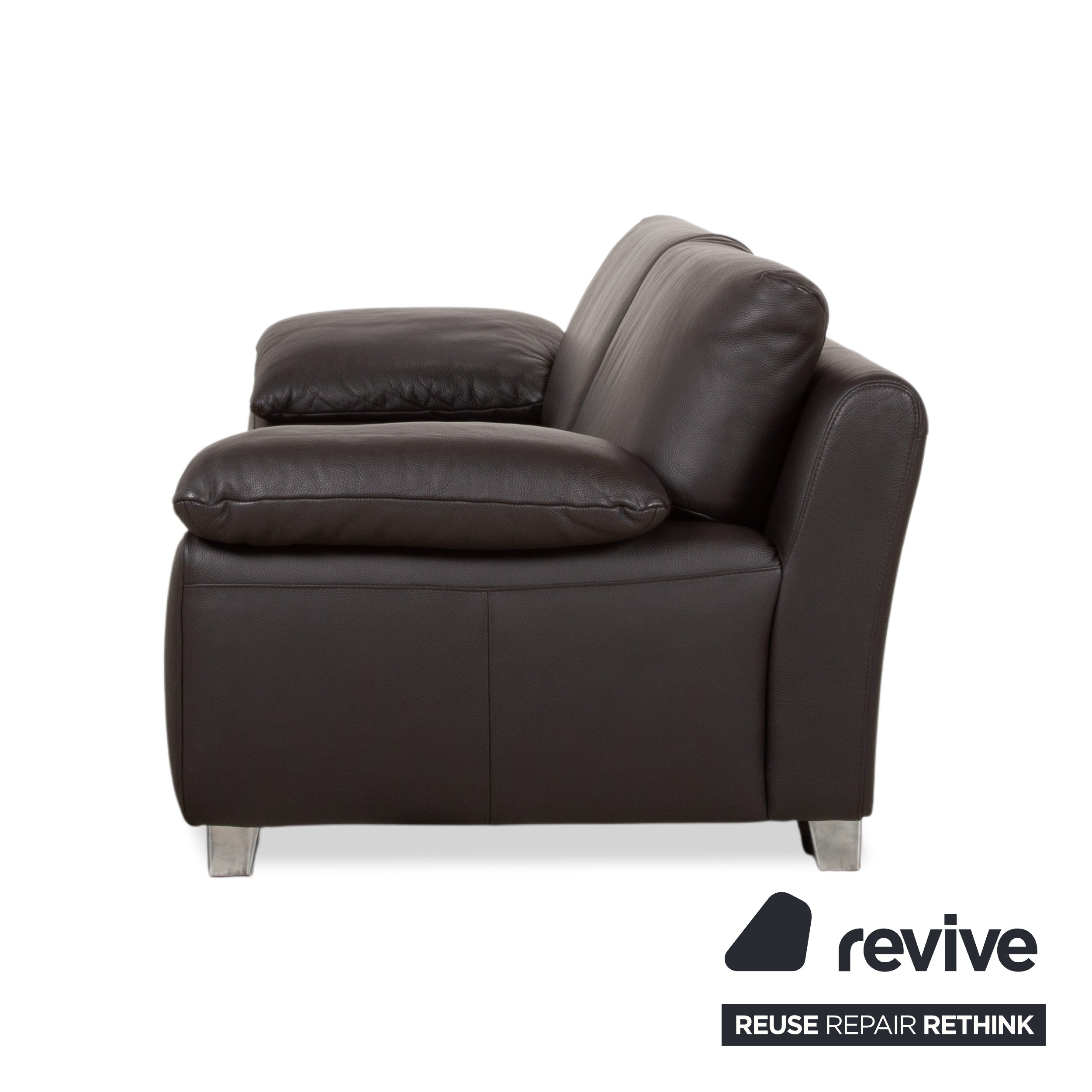 Ewald Schillig Bentley Leather Two-Seater Brown Sofa Couch