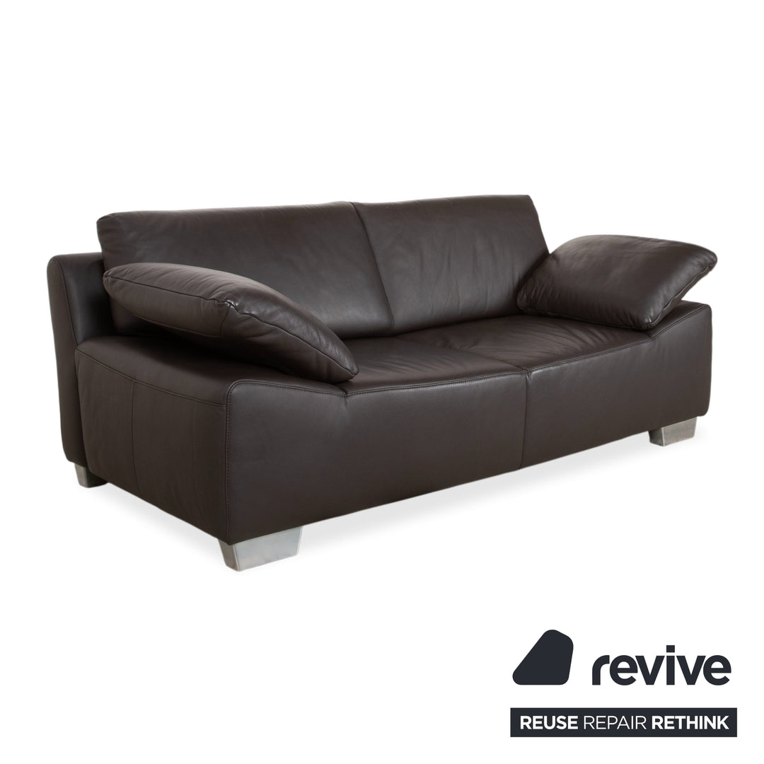 Ewald Schillig Bentley Leather Two-Seater Brown Sofa Couch