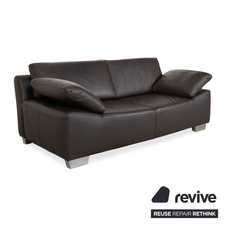 Ewald Schillig Bentley Leather Two-Seater Brown Sofa Couch