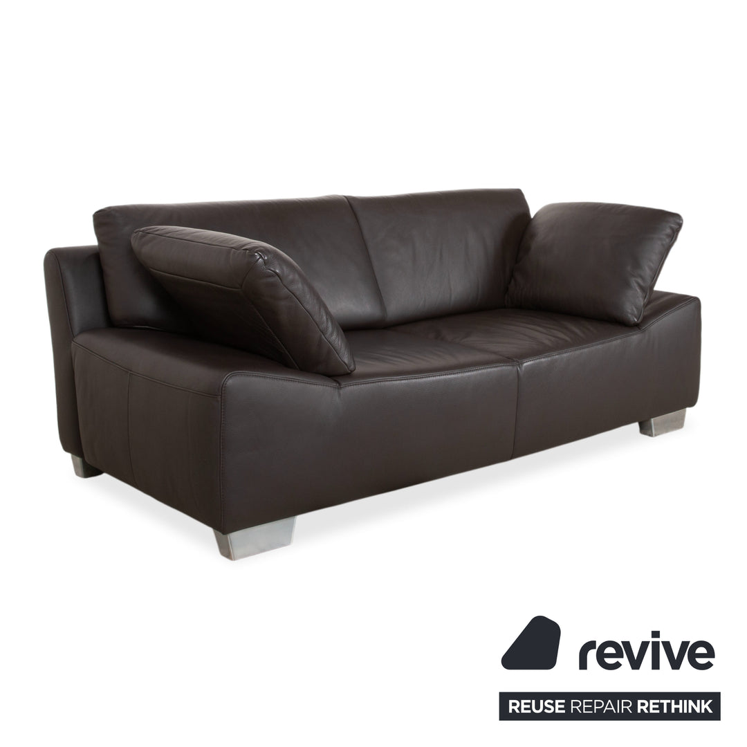 Ewald Schillig Bentley Leather Two-Seater Brown Sofa Couch