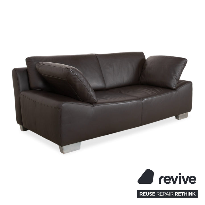 Ewald Schillig Bentley Leather Two-Seater Brown Sofa Couch