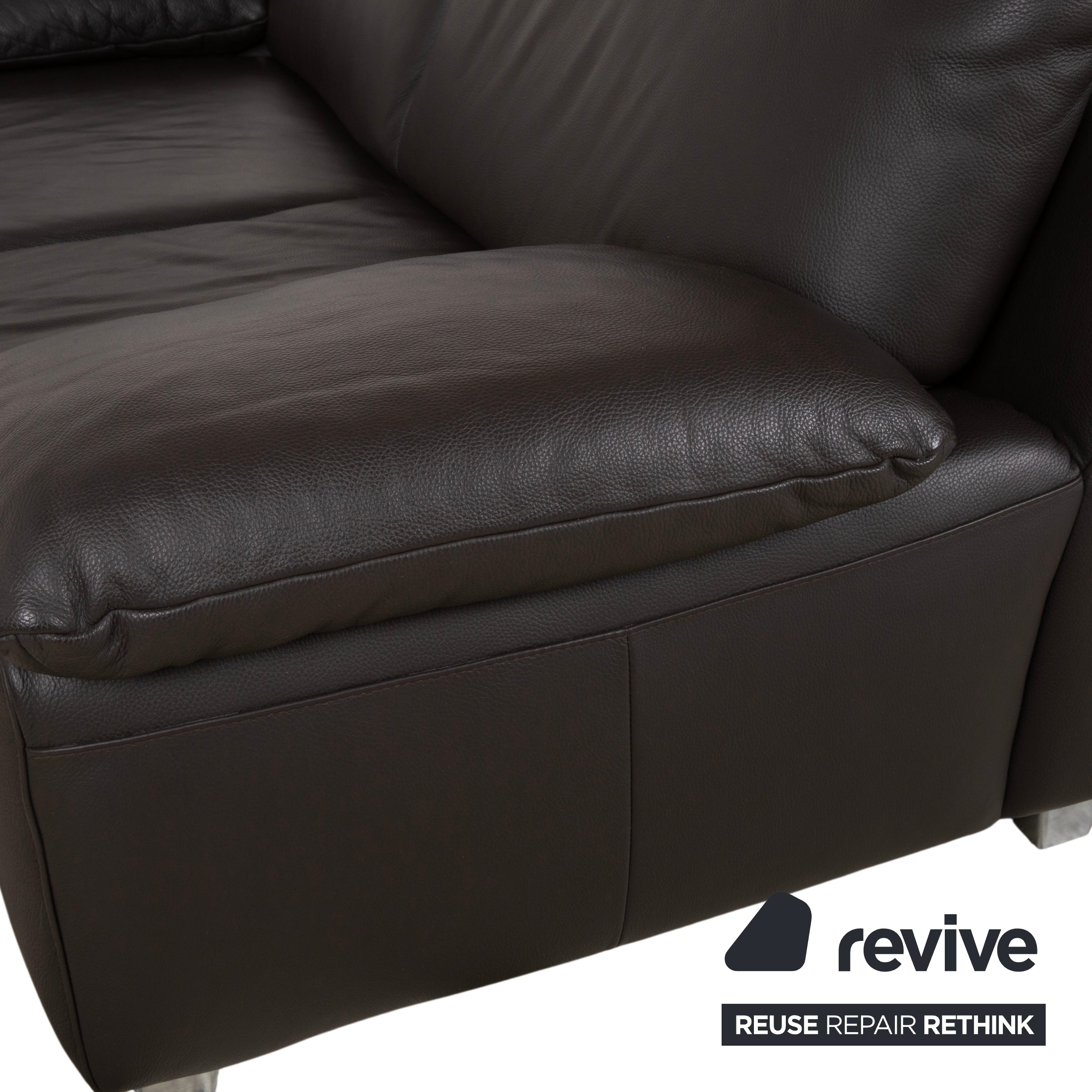 Ewald Schillig Bentley Leather Two-Seater Brown Sofa Couch