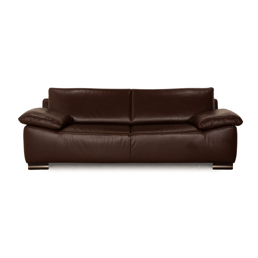 Ewald Schillig Bently Leather Three Seater Brown Manual Function Sofa Couch