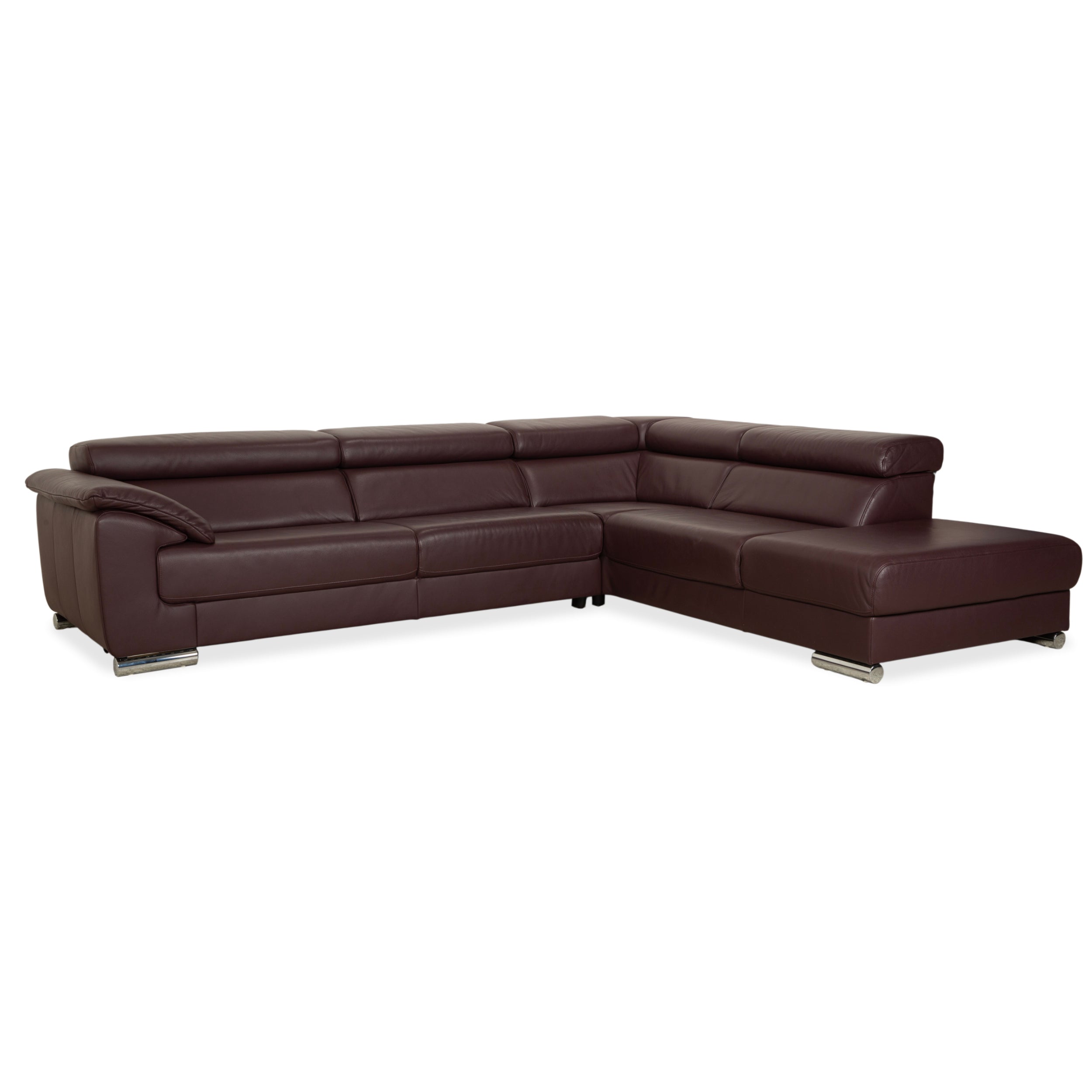 Ewald Schillig Brand Blues Ecksofa Leder Aubergine Braun Couch manuelle Funktion Recamiere rechts