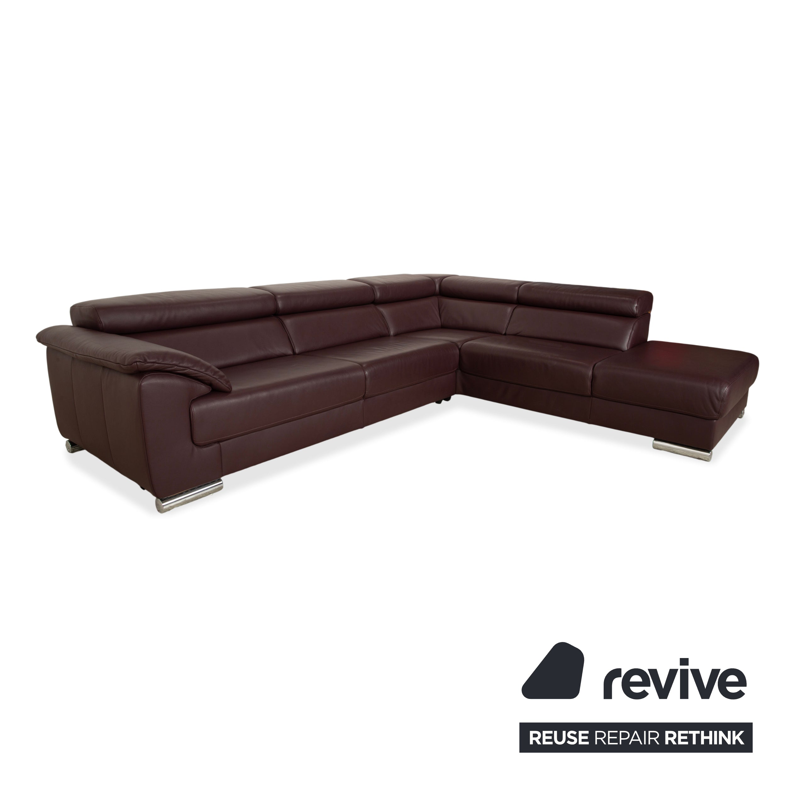Ewald Schillig Brand Blues Ecksofa Leder Aubergine Braun Couch manuelle Funktion Recamiere rechts