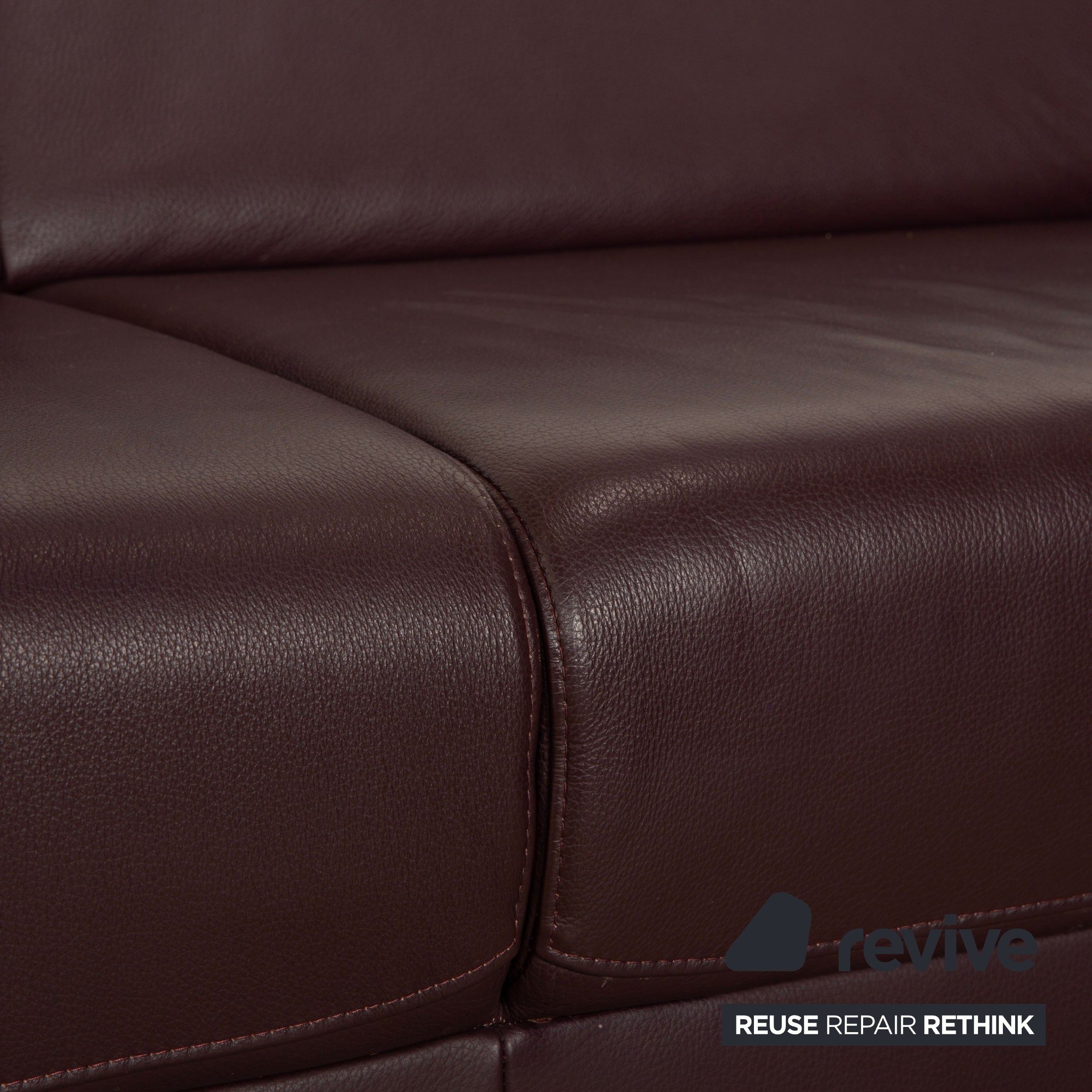 Ewald Schillig Brand Blues Ecksofa Leder Aubergine Braun Couch manuelle Funktion Recamiere rechts