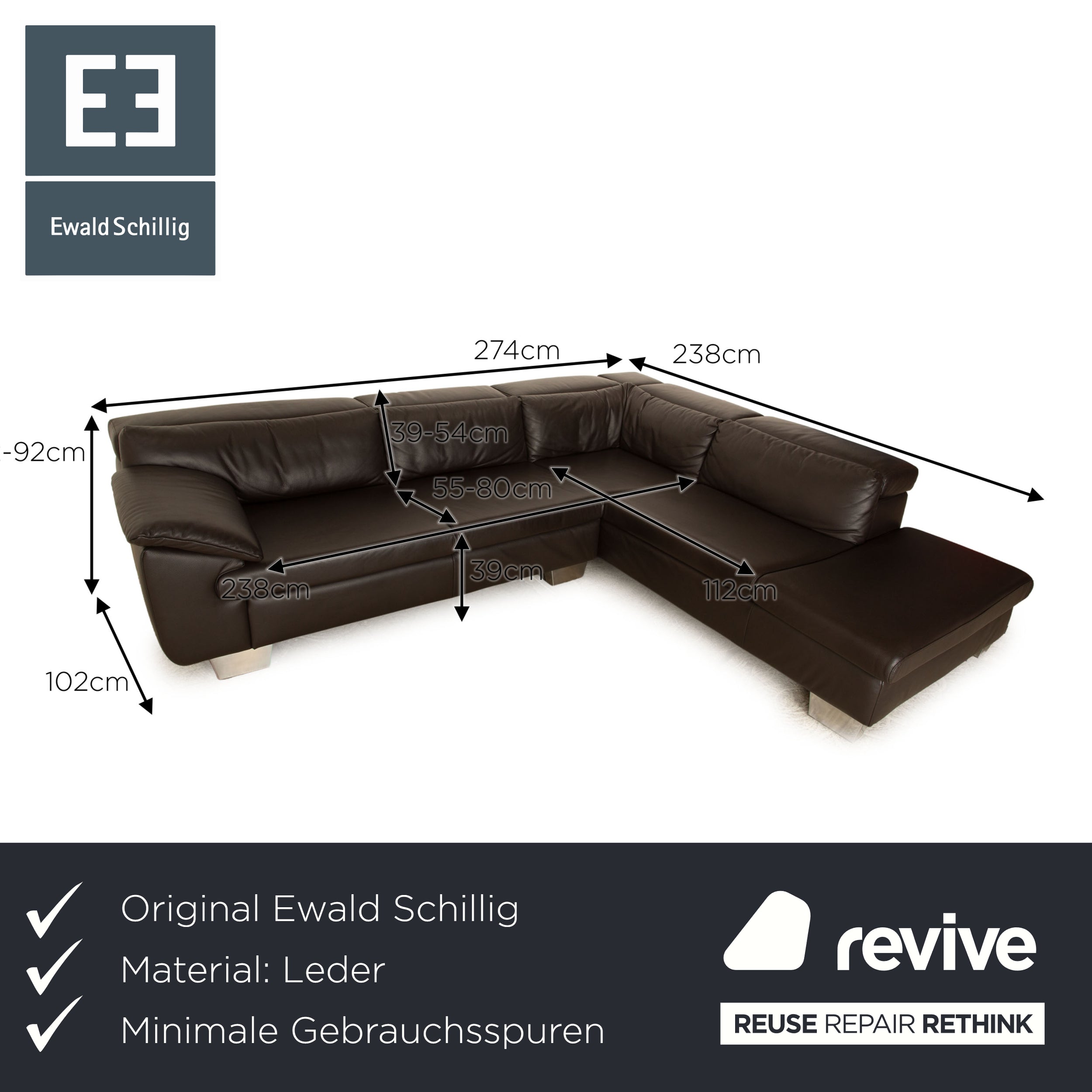 Ewald Schillig Brand Blues Corner Sofa Mocha Manual Function Sofa Couch