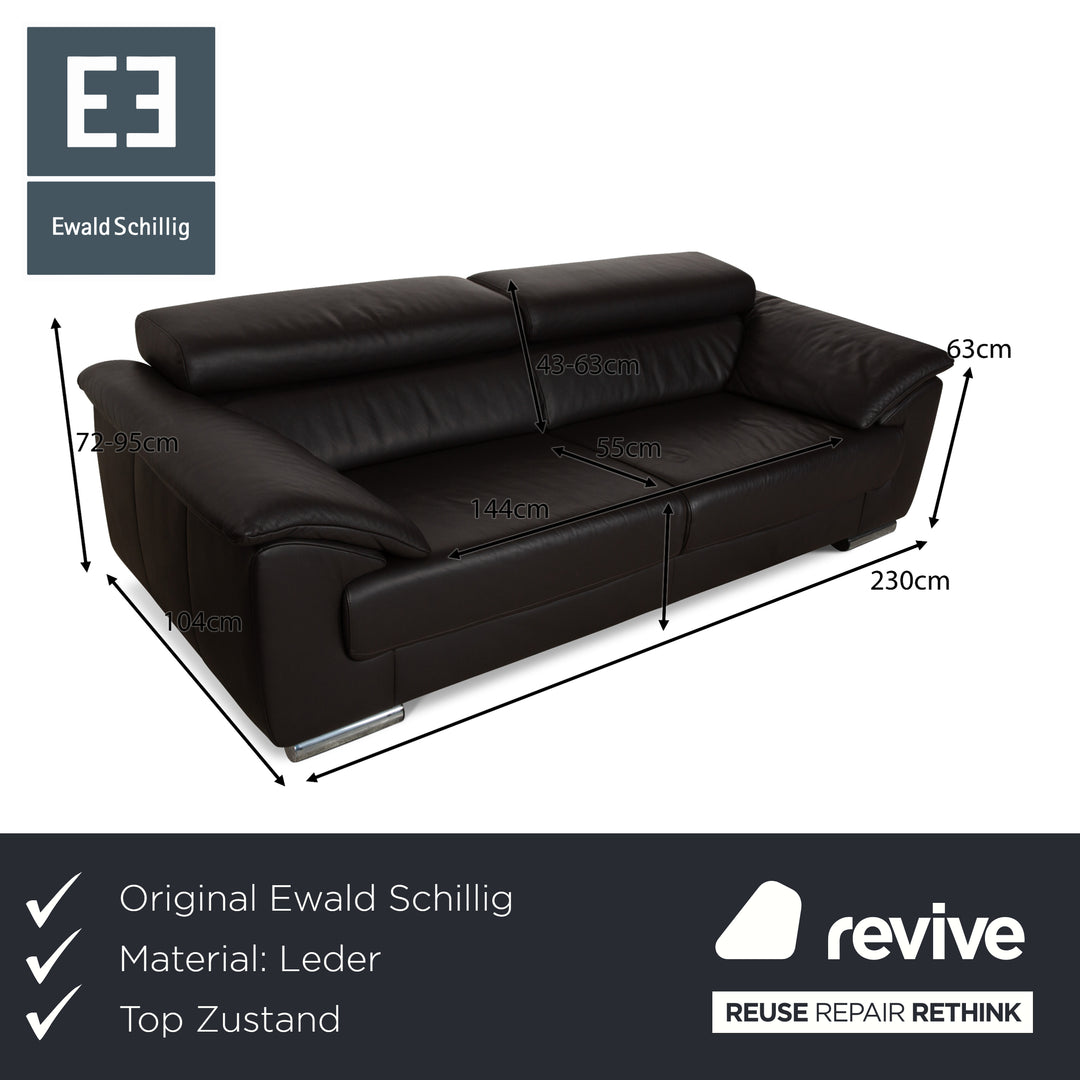 Ewald Schillig Brand Blues Leder Dreisitzer Dunkelgrau Braun Sofa Couch manuelle Funktion