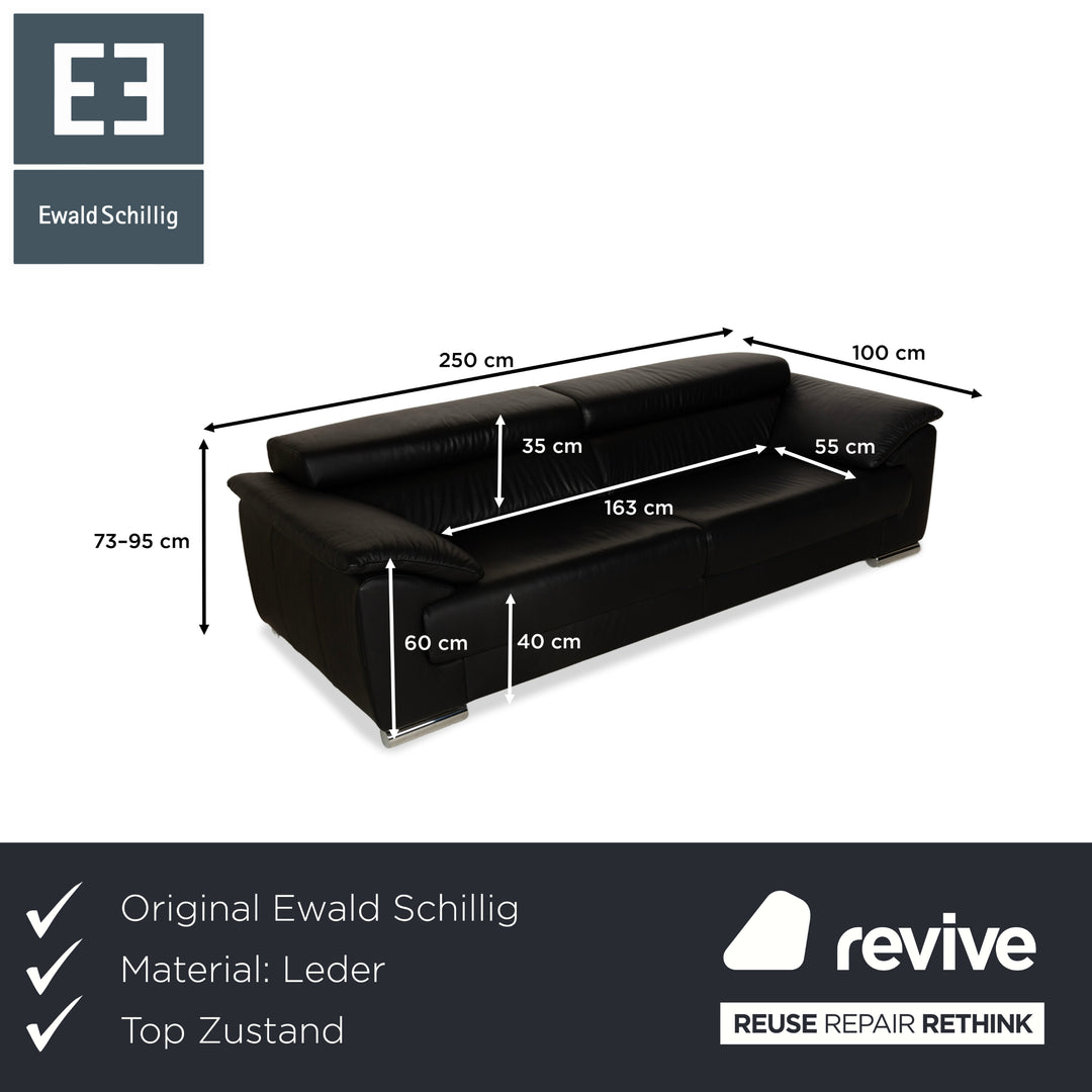 Ewald Schillig Brand Blues Leder Dreisitzer Schwarz Sofa Couch