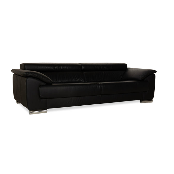 Ewald Schillig Brand Blues Leder Dreisitzer Schwarz Sofa Couch