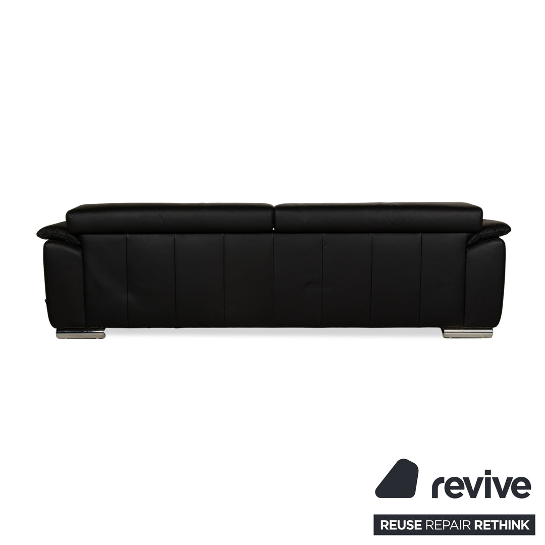 Ewald Schillig Brand Blues Leather Three-Seater Black Sofa Couch