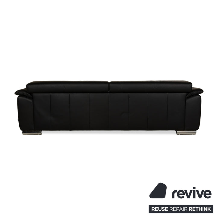 Ewald Schillig Brand Blues Leather Three-Seater Black Sofa Couch