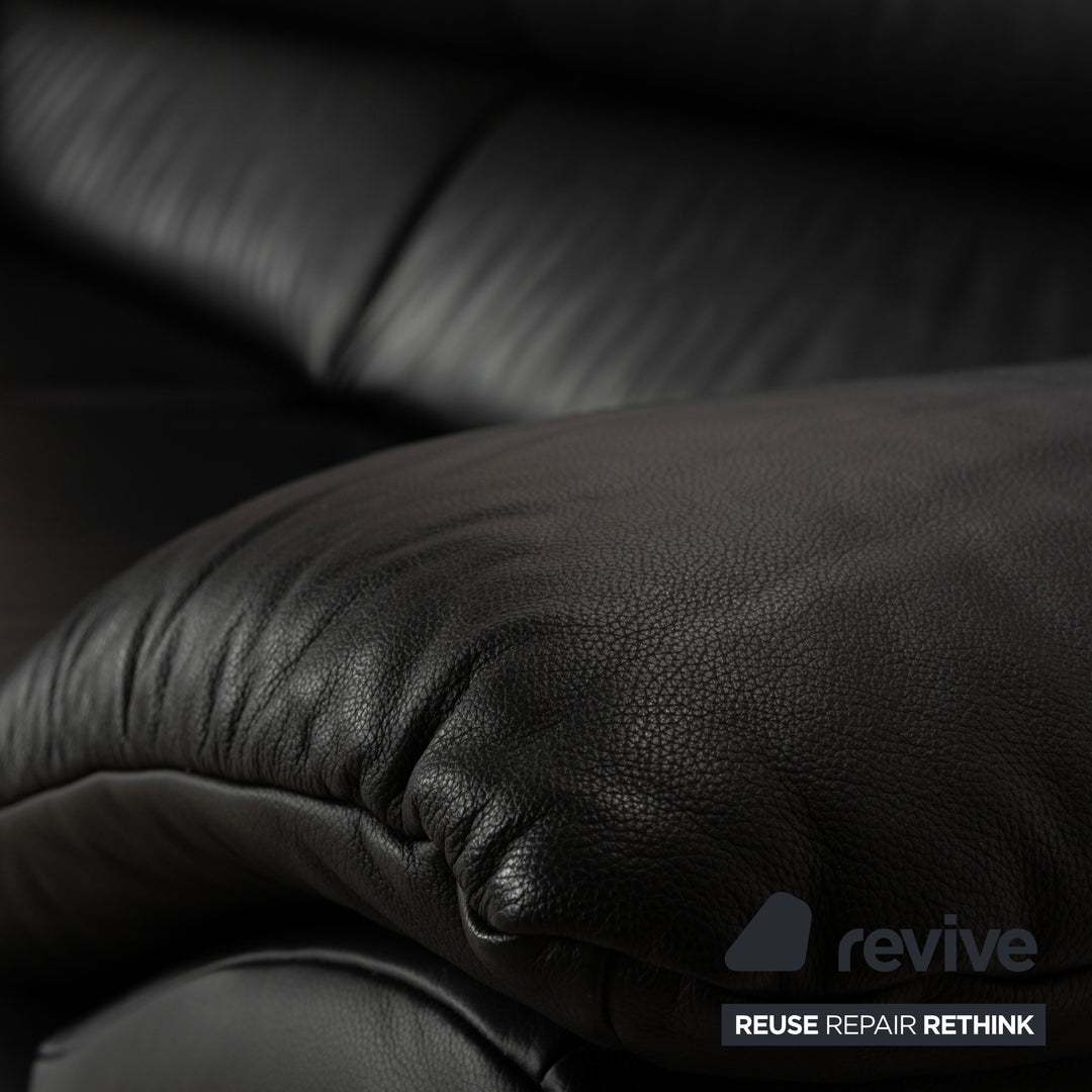 Ewald Schillig Brand Blues Leder Dreisitzer Schwarz Sofa Couch