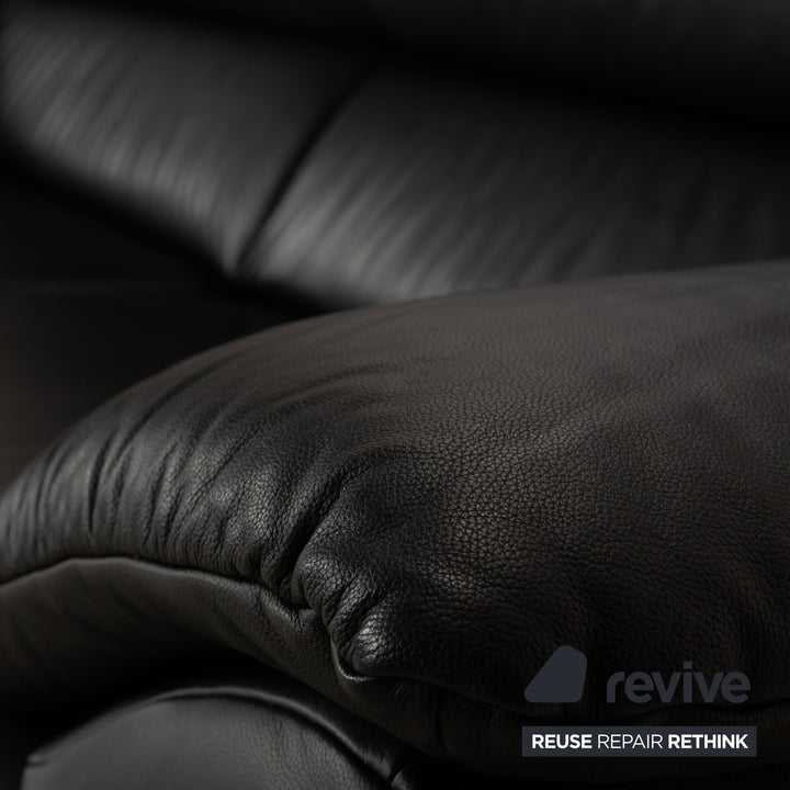 Ewald Schillig Brand Blues Leder Dreisitzer Schwarz Sofa Couch