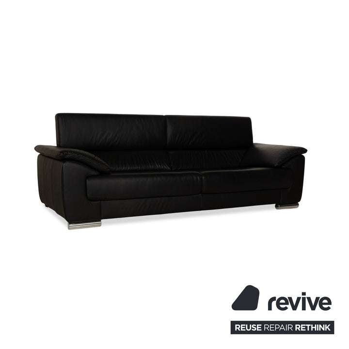 Ewald Schillig Brand Blues Leder Dreisitzer Schwarz Sofa Couch