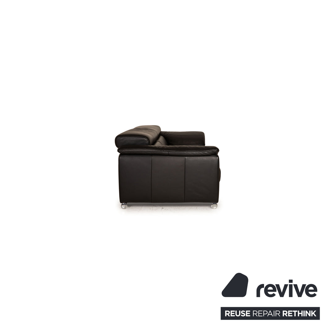 Ewald Schillig Brand Blues Leder Dreisitzer Schwarz Sofa Couch Funktion