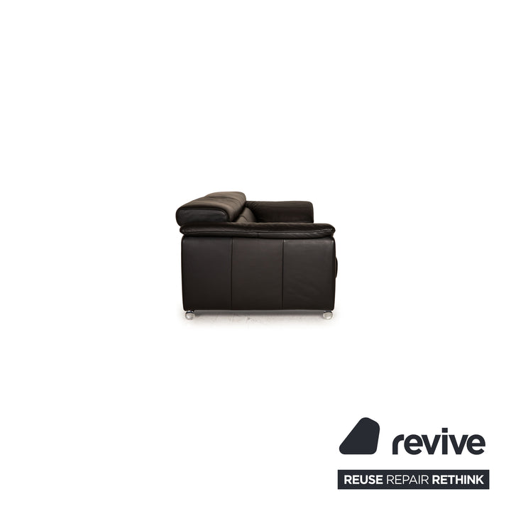 Ewald Schillig Brand Blues Leder Dreisitzer Schwarz Sofa Couch Funktion